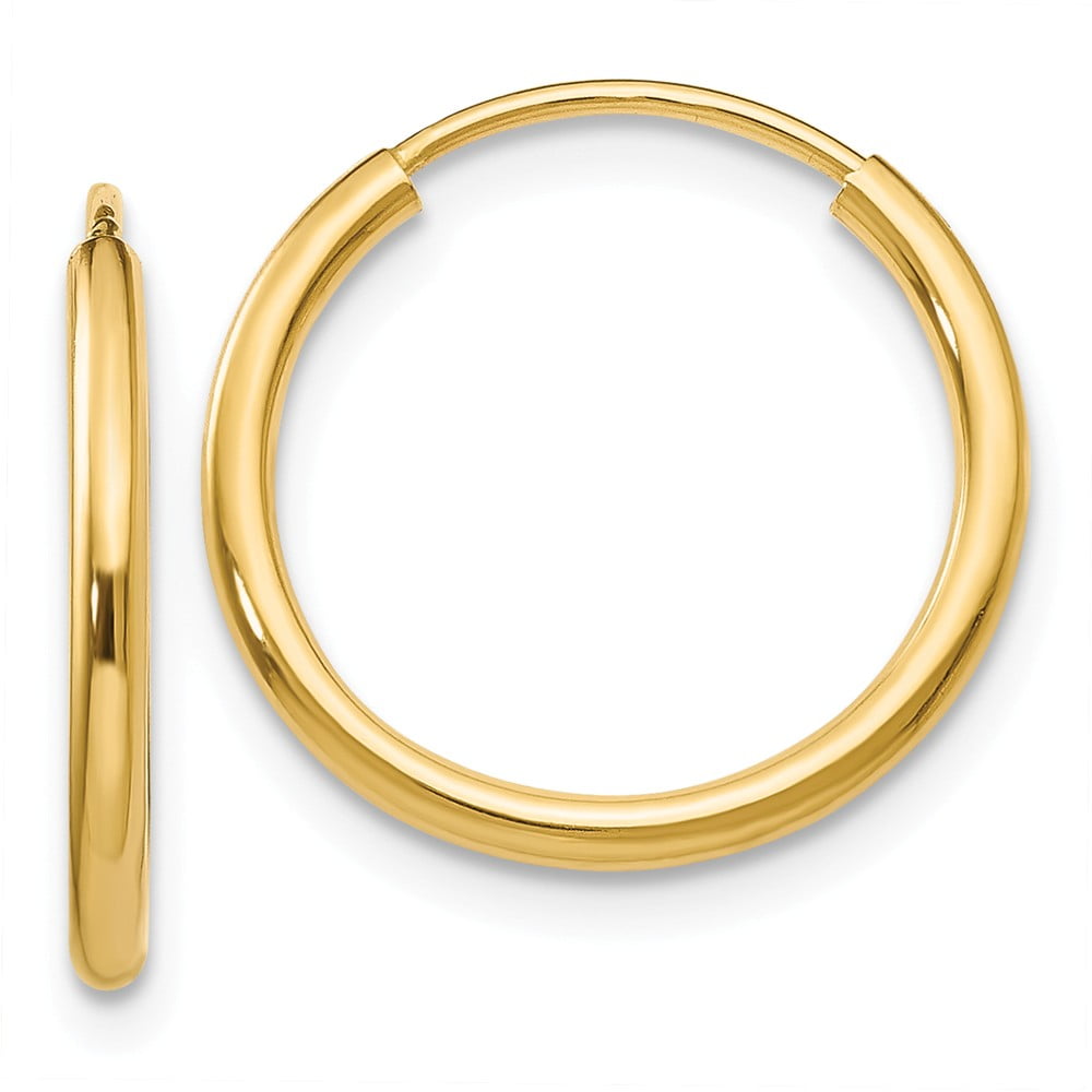 14k Yellow Gold Childrens Polished Madi k 1mm Hoop Earrings 16mm x 1mm