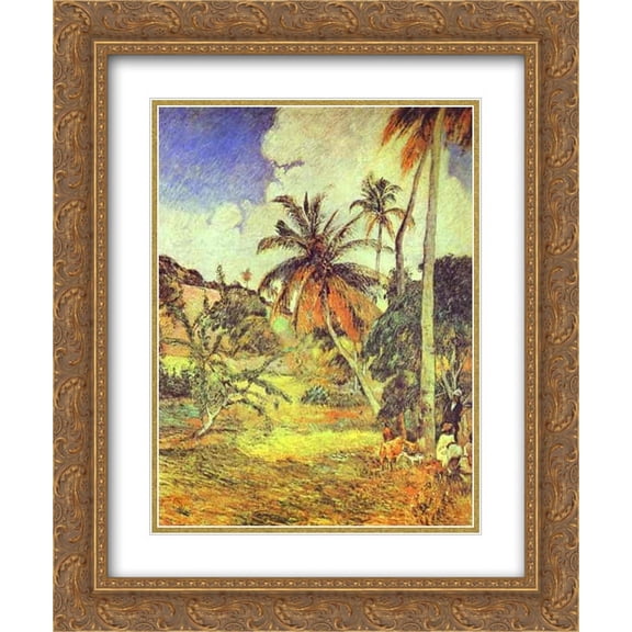 Paul Gauguin 2x Matted 20x24 Gold Ornate Framed Art Print 'Palm trees on Martinique'