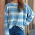 thumbnail image 5 of Jjayotai Women's Sweaters Clearance, Casual Long Sleeve Crewneck Color Block Patchwork Pullover Knit Sweater Tops Blue S, 5 of 5
