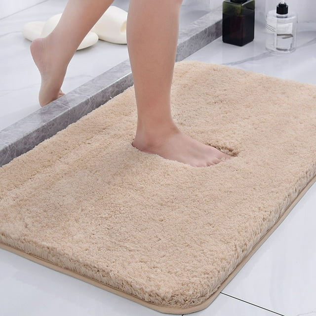 High Pile Absorbent Non-Slip Bathroom Rug Mat - Soft Machine Washable Carpet for Toilet, Shower, and Bedroom Door