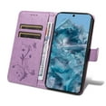 thumbnail image 4 of TECH CIRCLE Wallet Case For Google Pixel 6a, Emboss Flower Premium PU Leather Magnetic Card Slots Flip Protective Kickstand Case with Wrist Strap for Google Pixel 6A 5G 6.1" 2022,Purple, 4 of 8