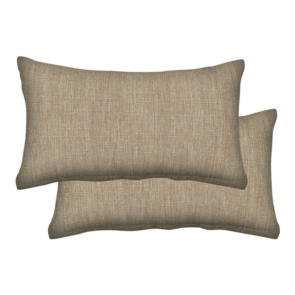 Honeycomb Indoor/Outdoor Textured Solid Birch Tan Lumbar Toss Pillow: Recycled Fiberfill, Weather Resistant, Comfortable and Stylish Pack of 2 Pillows for Patio Furniture: 21" W x 12" L