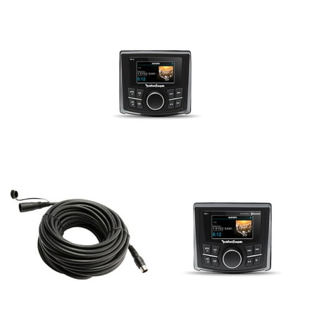 Rockford Fosgate PMX-2 Marine Media Receiver with 2.7" Color Display with PMX-1R 2.7" Wet Bonded Ipx6 Color Wired Remote and PMX50C 50 Ft Extension Cable