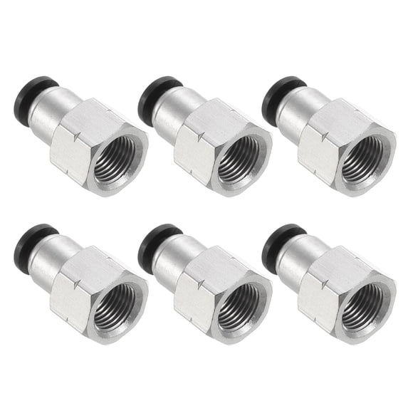 Unique Bargains 6Pcs 4mm OD Tube to 1/8 Inch NPT Female Thread Push to Connect Fittings