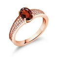 thumbnail image 2 of Gem Stone King 18K Rose Gold Plated Silver Red Garnet Engagement Ring for Women (1.98 Cttw, Oval 8X6MM, Gemstone January Birthstone, Available in Size 5, 6, 7, 8, 9), 2 of 4