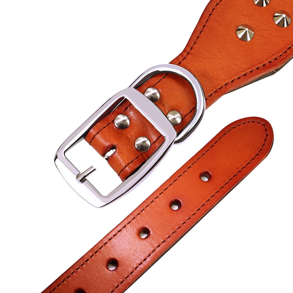 Didog 2" Wide Genuine Leather Studded Dog Collar for Medium Large Dogs, Heavy Duty Unique Rivet Pet Collars
