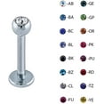 thumbnail image 2 of Lip Ring Flat Back With Bezel Set CZ Gem Surgical Steel 2 Piece (16gx8mmx3mm) (T/TL/19) (dark green cz), 2 of 2