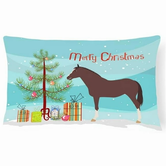 Carolines Treasures BB9280PW1216 English Thoroughbred Horse Christmas Canvas Fabric Decorative Pillow, Teal, 12H x16W,