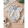thumbnail image 2 of Newborn Baby Boy Easter Dress Shirt Bodysuit Gentlemen Short Sleeve Button Down Bunny Rompers One Piece Outfits Summer Clothes, 2 of 7
