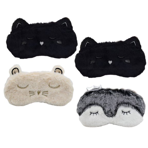 TELOLY 4Pcs Kids Sleep Mask,7.87*3.94"Eye Mask for Sleeping,Plush Antifaz Para Dormir