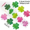 thumbnail image 2 of DAMAI 500 Pcs St.Patrick's Day Stickers Roll Laser Pink Green Shamrock Seal Stickers 8 Colors Flower Label Tag Self-Adhesive Classroom Reward Waterproof Decals for Envelope Journal Decor Irish Party, 2 of 8