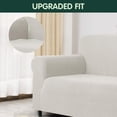 thumbnail image 3 of CHUN YI 1-Piece Checks Stretch Sofa Cover Slipcover Couch Cover, Chair, Ivory White, 3 of 6
