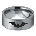 thumbnail image 2 of Tungsten Bat Spread Wings Band Ring 8mm Men Women Comfort Fit Gray Flat Cut Brushed Polished, 2 of 4