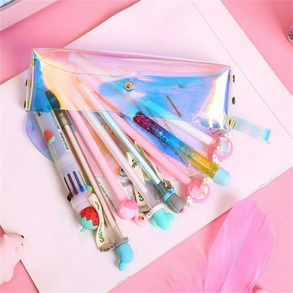 PRETXORVE Grand Crayon Transparent Fille Crayon Crayon de Couleur Rangement Cosmétiques Criminels Petite Papeterie Scolaire Papeterie