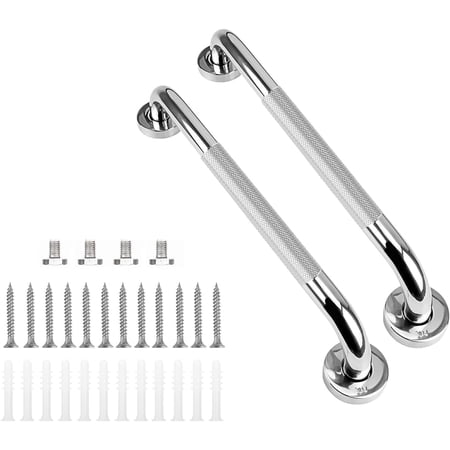 SupreGear 16" Wall Mounted Grab Bars, 2-Pack Stainless Steel Anti-Slip Tub & Shower Handles