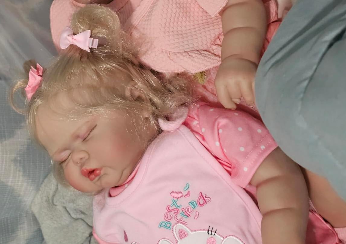 24 inch Realistic Reborn Baby Dolls, Cloth Body Lifelike Newborn Sleeping Chubby Baby with Toy Accessory, Lifelike Newborn Doll for Girls Ages 3+
