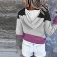 thumbnail image 5 of Jinhomg Womens Quarter Button Up Sweatshirt Fashion Long Sleeve Color Block Hoodies Fall Lightweight Comfort Pullover Top with Pocket Purple M, 5 of 6