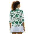 thumbnail image 3 of HUIACONG Leaves Womens 3/4 Sleeve Golf Shirts Quarter Zip Polyester Spandex Fabric with Soft Quick Dry Golf Shirt Women for Ladies, 3 of 10
