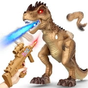 Forty4 Remote Control Dinosaur Toys T Rex Shooting, Multifunction Roaring, Spraying, Lighting, Realistic Tyrannosaurus Action Figure Set, 3 Pieces