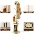 thumbnail image 3 of Perchero de Ropa Giratorio, Perchero Independiente para Recibidor con 3 Estantes y 6 Ganchos, Ideal para Dormitorio, Entrada y Sala de Estar, Bufandas y Bolsos 40 * 40 * 164CM Beige, 3 of 7