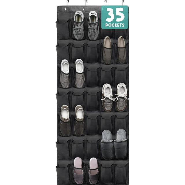 Organizador de zapatos Tiblue para colocar sobre la puerta, 35 bolsillos de malla transpirable