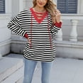 thumbnail image 2 of FRSASU Womens Tops Long Sleeve Casual Striped Color Block V Neck Fashion Loose T Shirts Black, 2 of 8