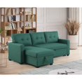 thumbnail image 2 of Devion Furniture Polyester Fabric Reversible Sleeper Sectional Sofa-Green, 2 of 8