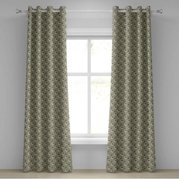 Ambesonne Nature Grommet Curtain, Flowers Dotted, 50" x 108", Khaki Dark Brown Cream
