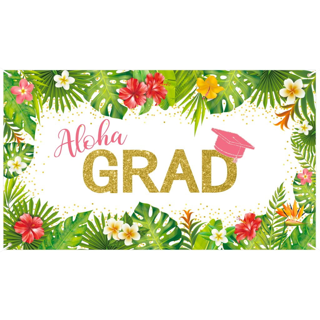OSNIE Tropical Aloha Graduation Party Backdrop Summer Hawaiian