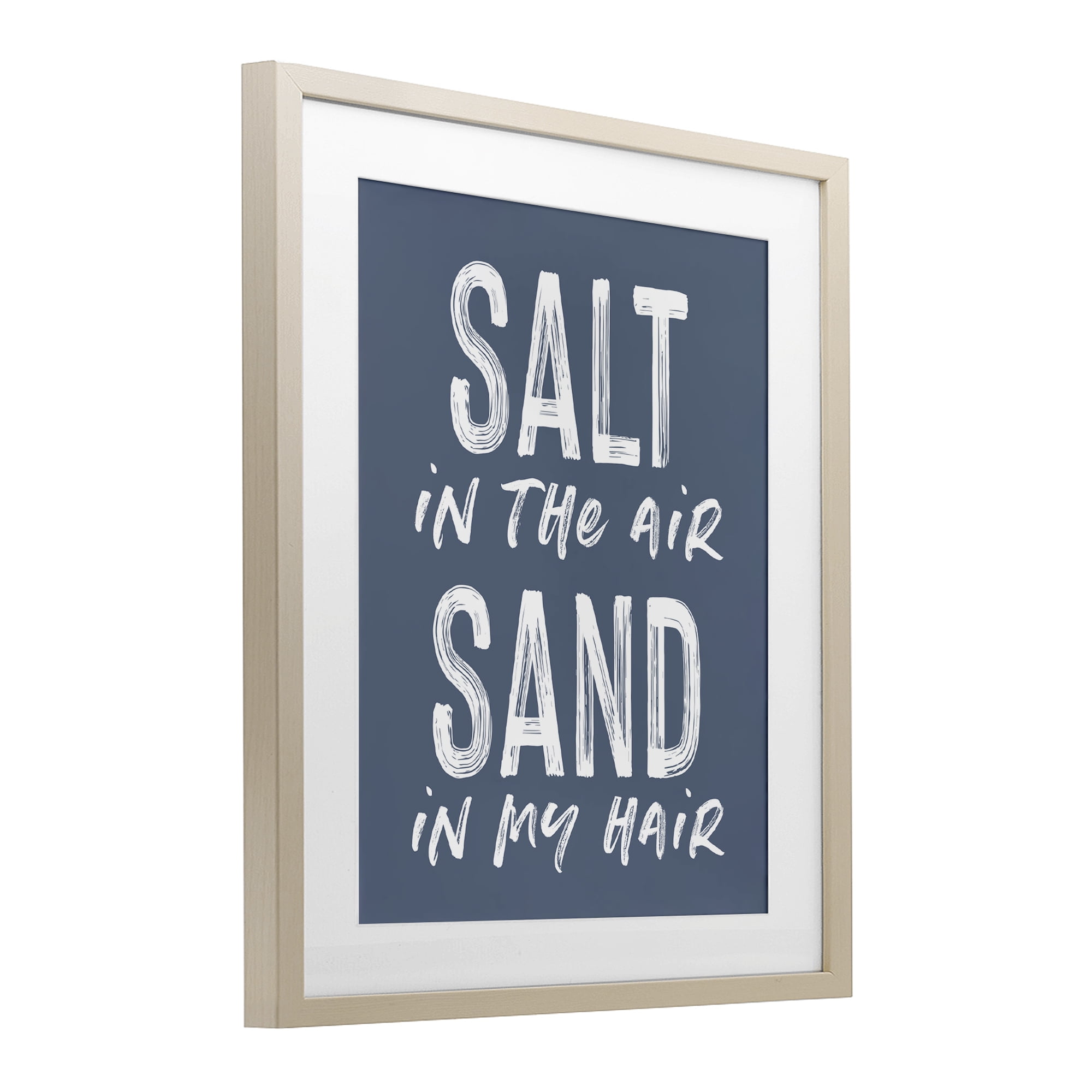 Summer Sentiment Salt Sand In Hair Birch Framed Print Under Glass, design by Lettered and Lined