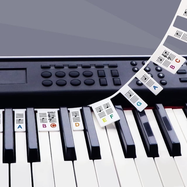 Removable Piano Key Stickers Note Labels for 88 Key Full Size, Silicone Reusable Piano Keyboard Stickers for Beginners