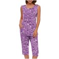 thumbnail image 2 of Conjunto de Verano para las Mujeres Impreso Cuello Redondo sin Mangas Y Pantalones, Casual de Dos Piezas para las Mujeres, 2 of 5