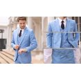 thumbnail image 4 of Traje HUUTOE para hombre, azul empolvado, ajustado, 3 piezas, para bodas y bailes, 4 of 8
