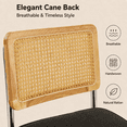 thumbnail image 3 of Dining Chairs Set of 2, PAPROOS Linen Upholstered Kitchen Chairs, Mid Century Dining Room Side Chairs Set with Cane Back and Stainless Steel Chrome Legs for Kitchen Living Room, Coffee, 3 of 10