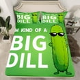 thumbnail image 2 of Manfei Kawaii Big Dill Queen Sheet Sets, Cute Cartoon Pickle Flat Sheet, Teens Kids Boys Girls Queen Fitted Sheet, Microfiber Bedroom Decor, 4 Pieces, 2 of 7