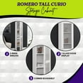 thumbnail image 2 of Kings Brand Furniture Romero Tall Curio Storage Cabinet with Doors - 5 Storage Shelving & 1 Glass Door Display & Corner Bookshelf Perfect for Living Room, Kitchen, Bedroom & Office (White), 2 of 8