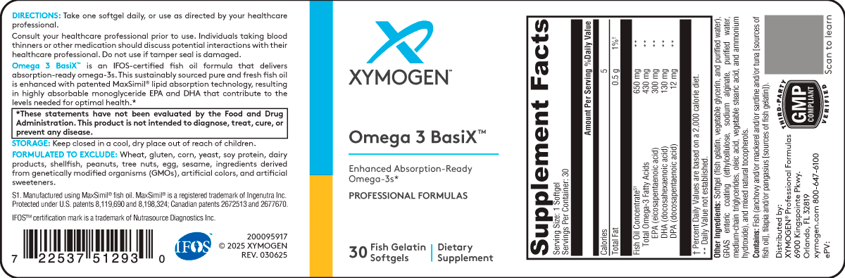 XYMOGEN Omega 3 BasiX 30 Softgels