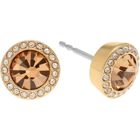 Michael Kors Women's CZ Crystal Gold-Tone Stainless Steel Circle Stud Fashion Earrings