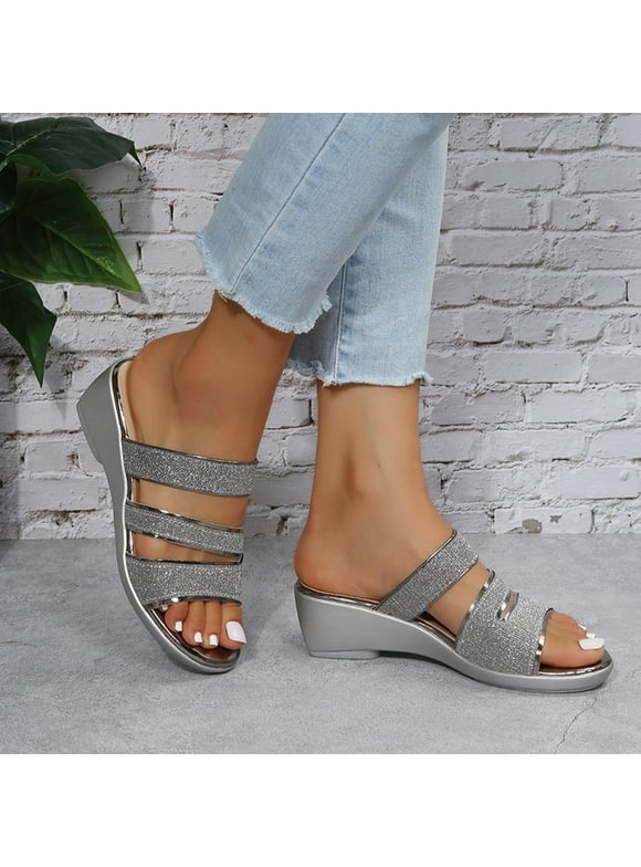 KOZI Women Comfort Casual Shoe OY3236 Wedge Sandal Silver main image 0