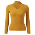 thumbnail image 3 of Vedolay Women's Tops Womens Tops Turtleneck Long Sleeve Side Split Lightweight Sweaters,Yellow S, 3 of 5