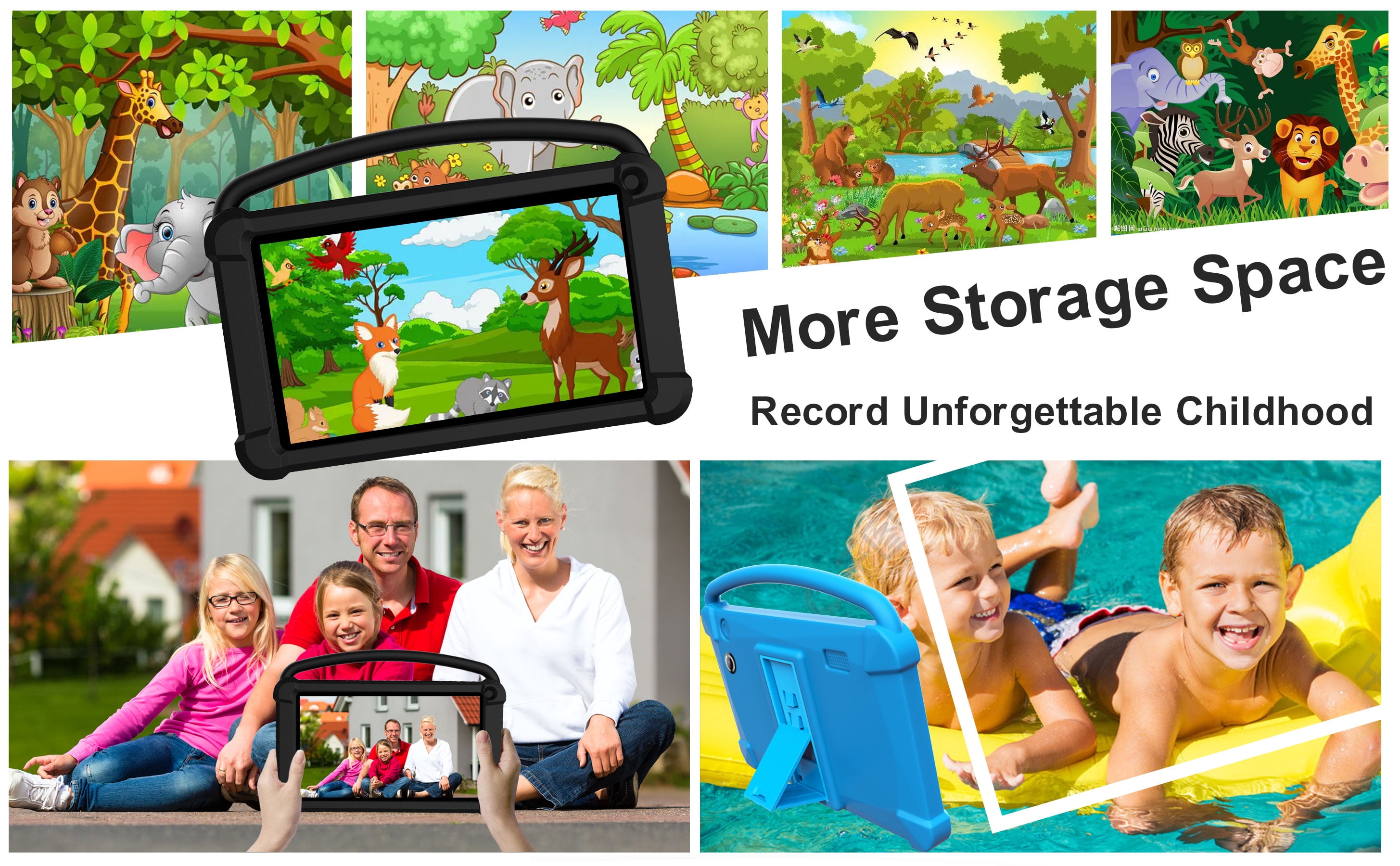 Kids Tablet, 7 Inch Tablet for Kids, Android 12 Tablet 4(2+2)GB RAM+16GB Storage, Toddler Tablets with KIDOZ Parental Control App, WiFi, Bluetooth, Best Gift for Kids Learning and Playing