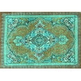 thumbnail image 1 of Ahgly Company Machine Washable Indoor Rectangle Persian Turquoise Blue Traditional Area Rugs, 8' x 12', 1 of 4