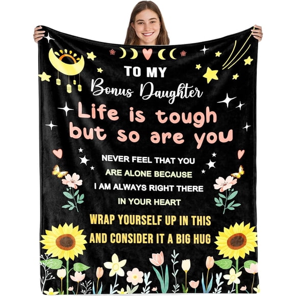 LHSHID Bonus Daughter Gifts Bonus Daughter Blanket Stepdaughter Gifts from Stepmom Stepdad Step Daughte Valentines Day Christmas Graduation Birthday Gifts from Step Dad 50"x60"
