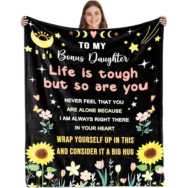 LHSHID Bonus Daughter Gifts Bonus Daughter Blanket Stepdaughter Gifts from Stepmom Stepdad Step Daughte Valentines Day Christmas Graduation Birthday Gifts from Step Dad 50"x60"