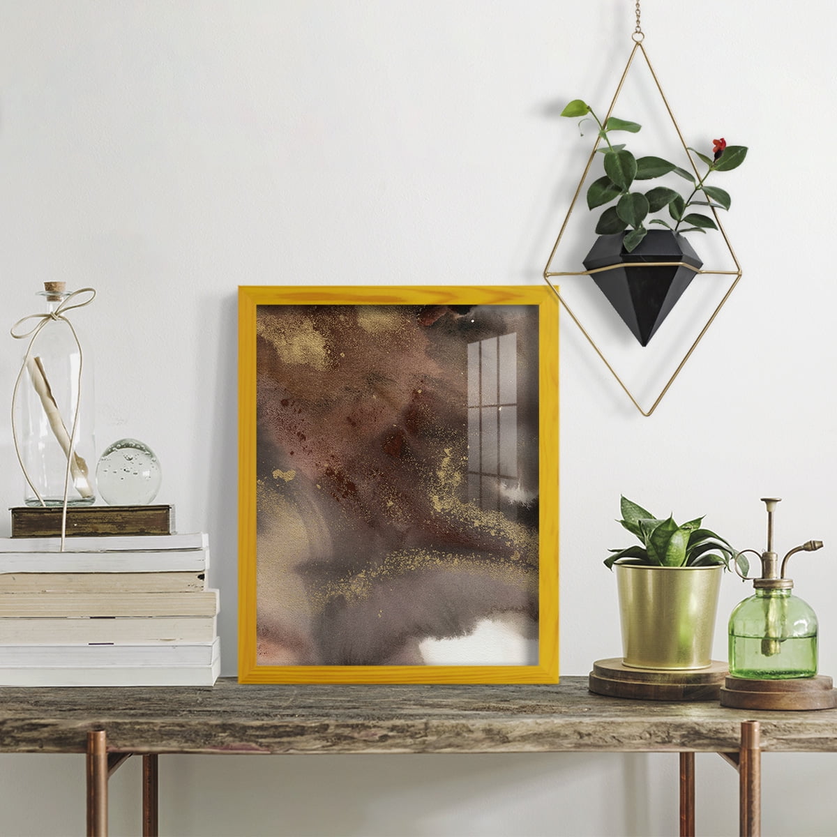 Mountain Seasons IV - Framed Print w/glass - Sunflower Yellow