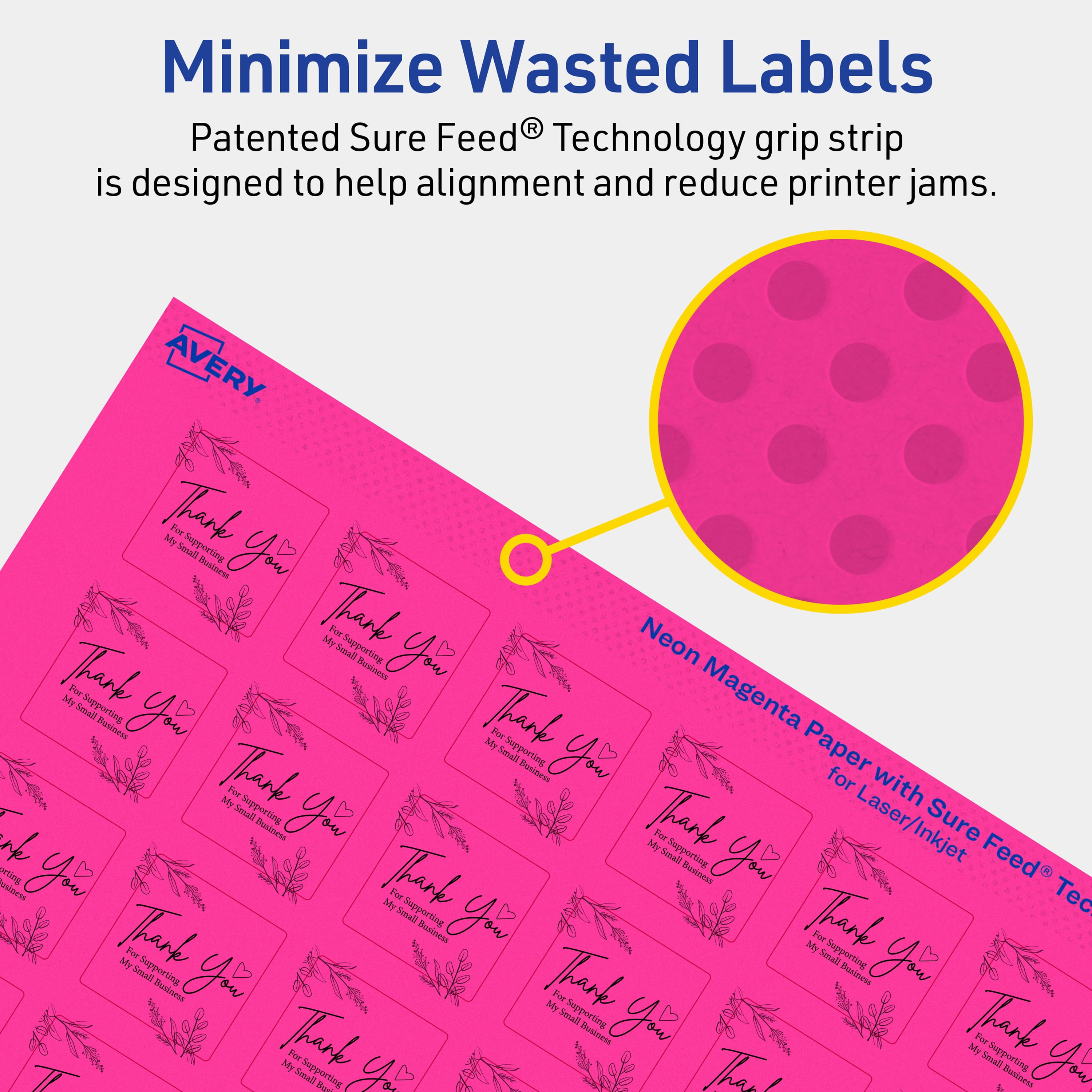 Avery Printable Square Labels, Neon Magenta, 1" x 1", 960ct