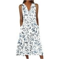 thumbnail image 2 of JTZGDY Floral Dresses for Women Plus Size Summer V Neck Sleeveless Vintage Printed Boho Long Tank Dress Loose Flowy Beach Maxi Sundress with Pockets Multicolor#40 M, 2 of 5
