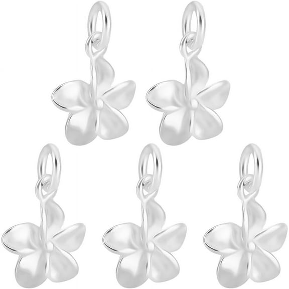 1 Box 5Pcs Silver Flower Charms 925 Sterling Silver Tibetan Style Floral Flowers Mini Charm with Polishing Cloth for Jewelry Making Pendants Necklace Bracelet DIY Crafts Supplies