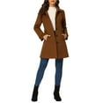 thumbnail image 3 of INSPIRE CHIC Women's Classic Single Breasted Winter Long Trenchcoat with Pockets L Deep Brown, 3 of 7