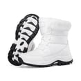 thumbnail image 5 of Womens Hiking Boots Winter Thickened Plush Warm Waterproof High Top Snow Booties Lace up Non Slip Outdoor Mid Calf Boots White Size 7, 5 of 8